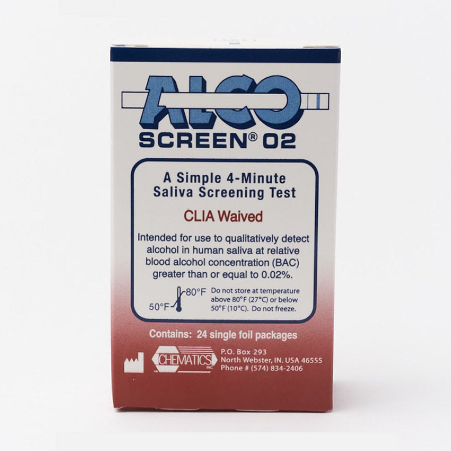 AlcoScreen 02 CLIA Waved Saliva Alcohol Screening Test Strip - (24 Test Strips / Box) 56024 - 9102 Alcohol,Saliva Test Chematics